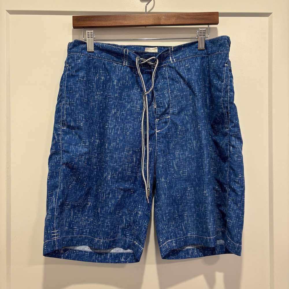 Peter Millar Mens Blue Crosshatch Print Swim Trunks Board Shorts Size M
